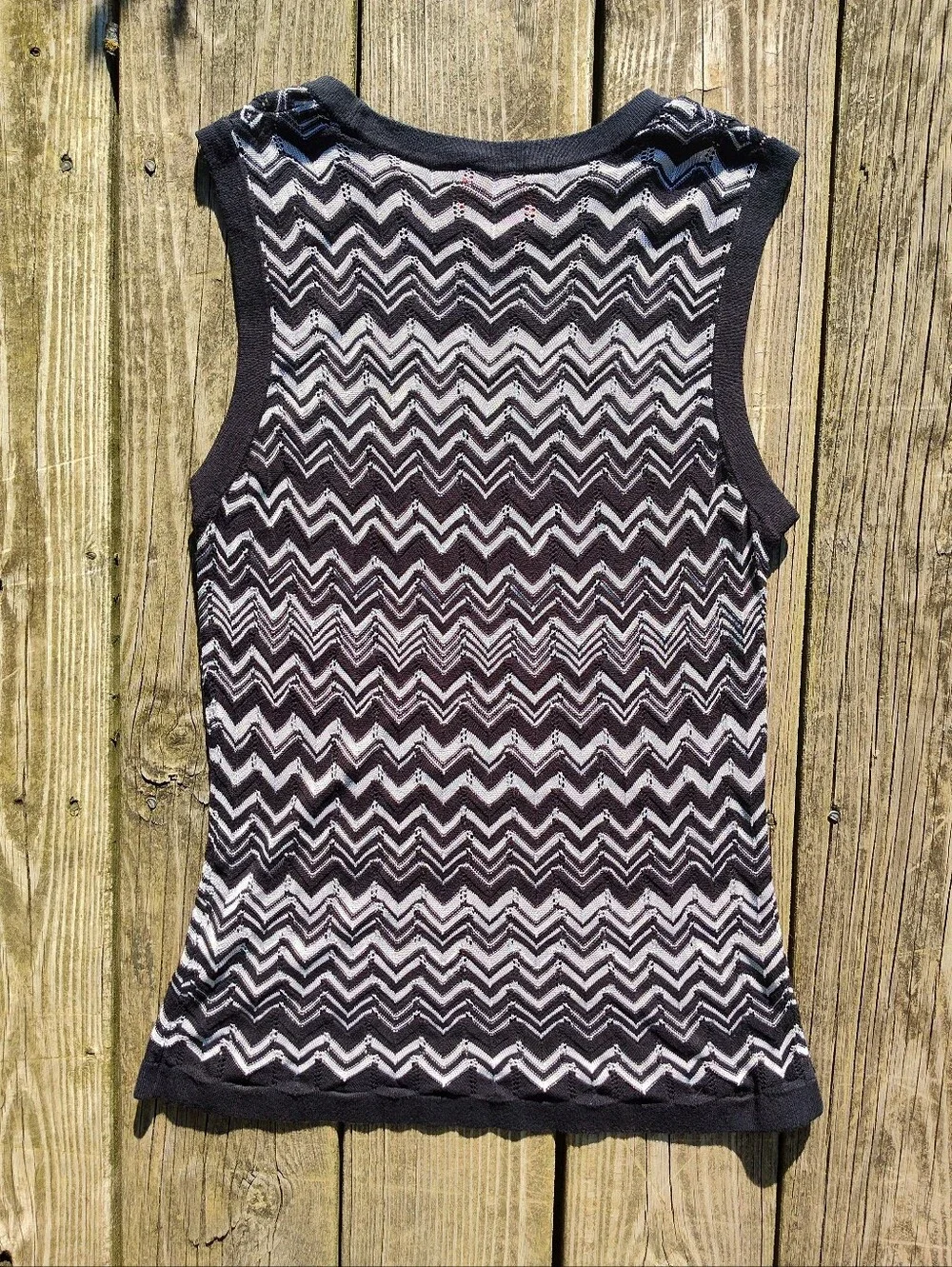 Missoni for Target Sz L Black White Zigzag Chevron Knit Tank Top Stretchy